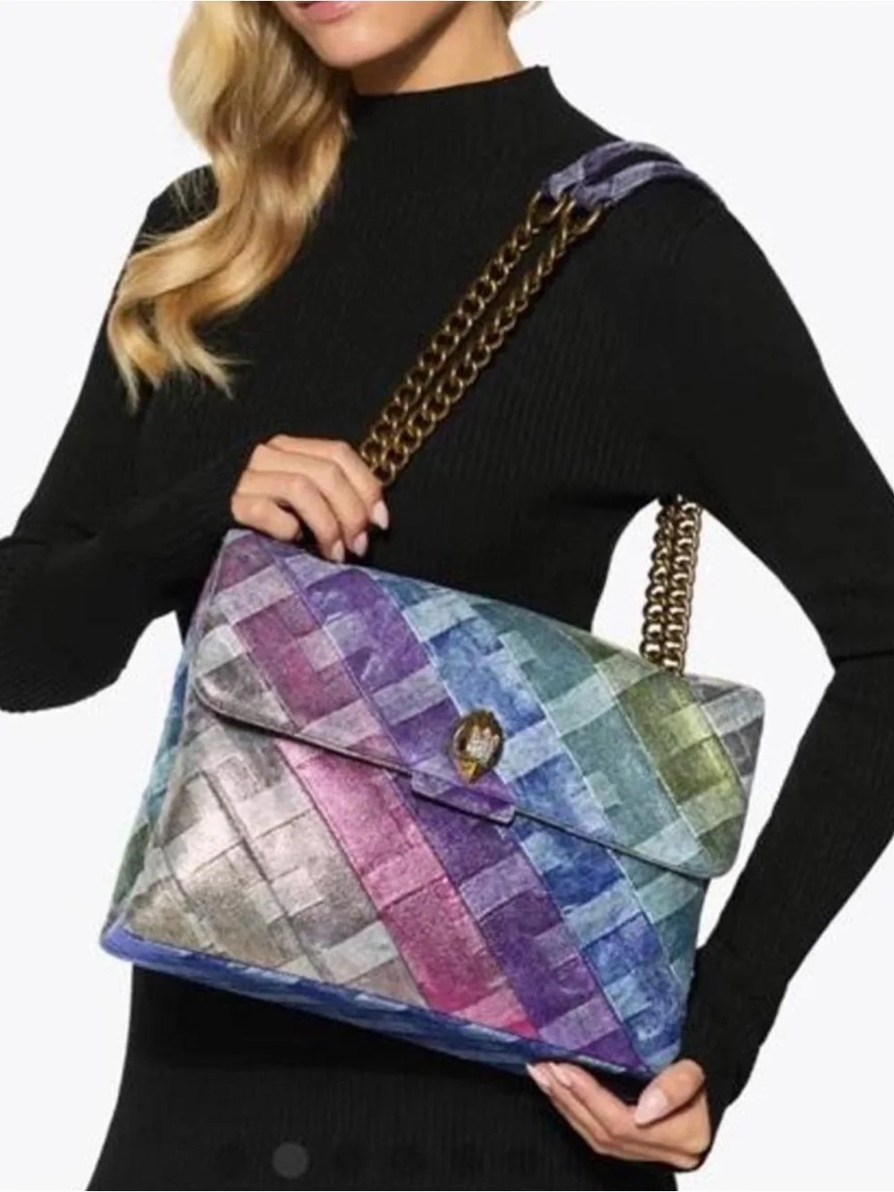 Kurt Geiger Large Kensington Rainbow Denim Shoulder Bag